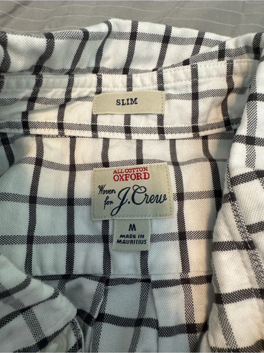 J. Crew White Button-Down Shirt with Black Windowpane Check